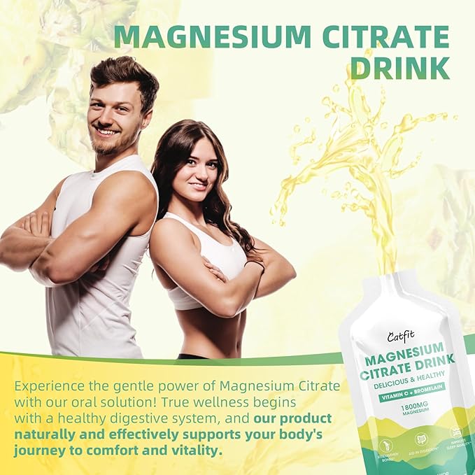 Magnesium Citrate Liquid SupplementMagnesium Drink/Oral Solution with BromelainVitaminZinc and Sodium for Zzz and Gut SupportPineapple30 Day Supply
