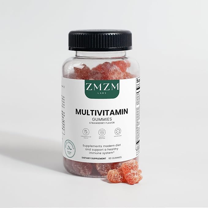 Multivitamin Gummies – Strawberry Flavor 60 Gummies Vegan Gelatin-Free Halal-Friendly Daily Vitamin Supplement