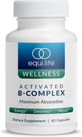 Equilife Activated B Complex Super B Complex Dietary Supplement With Biotin Inositol B12 &amp B6 Choline &amp Folate to Support Energy &amp Hair Skin Nail Health Gluten Free Vegan Non GMO