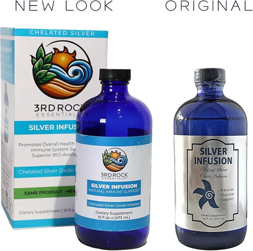 3rd Rock Essentials Silver Infusion 150 PPM Silver Oxide Tonic Dietary Supplement All Natural Liquid Immune Support Supplement Personal Care (16 oz)