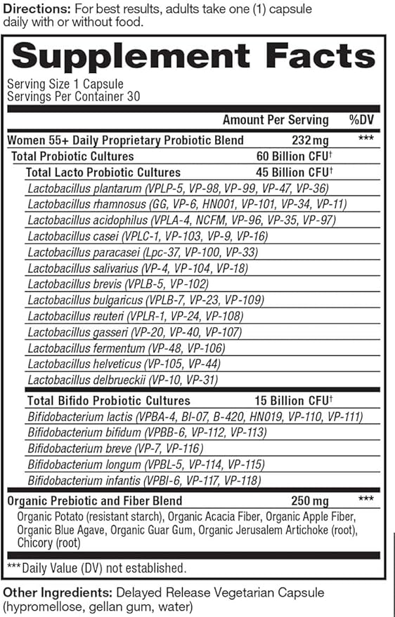 Vital Pro Naturals - Women 55+ Daily Probiotic Plus Prebiotics 30 Capsules