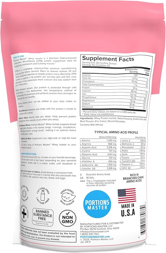 Portions Master CFM Whey Isolate Protein Powder 2-Pack – Chocolate Brownie &amp Strawberries and Cream Flavors