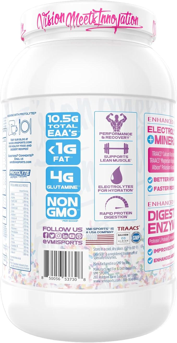 VMI Sports | ProtoLyte Whey Isolate Protein Powder | Low Calorie Whey for Weight Loss and Muscle Gain | Digestive Enzymes | Non-GMO (1.6 lb Vanilla Ice Cream Cone)