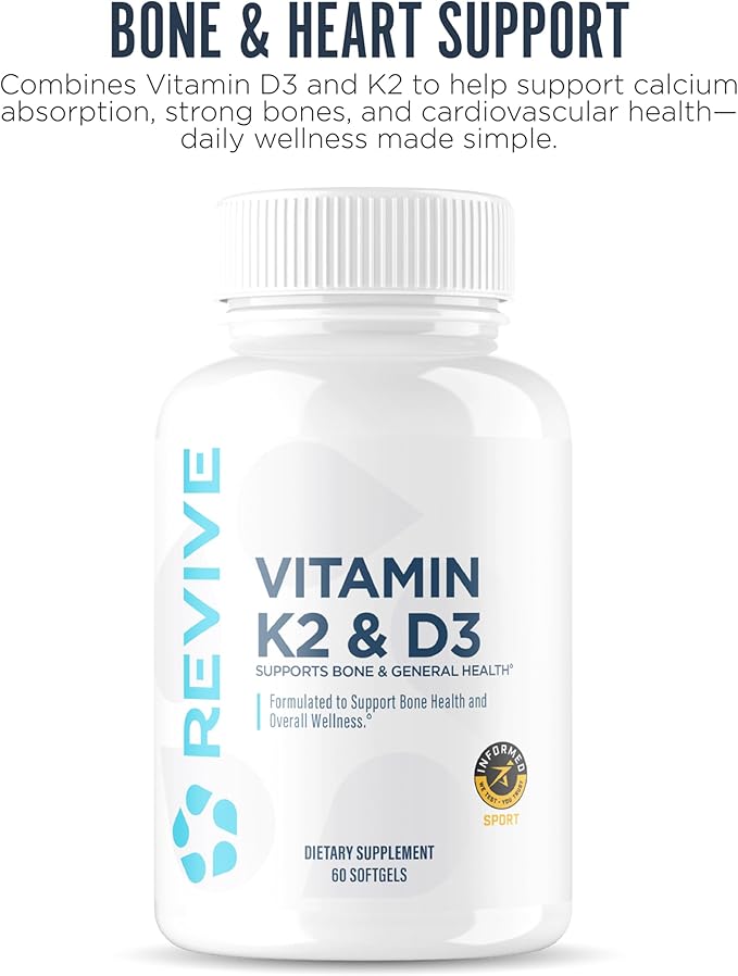 Revive MD Pure Magnesium Glycinate &amp Vitamin D3 &amp K2 Supplement Bundle