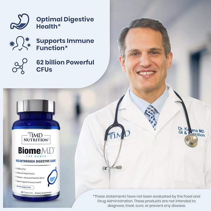 1MD Nutrition BiomeMD Probiotics for Women - Daily Prebiotics and Probiotics for Women - More Than 60 Billion CFUs 15 Strains - Womens Probiotic to Support Urinary &amp Vaginal Health - 30 Capsules