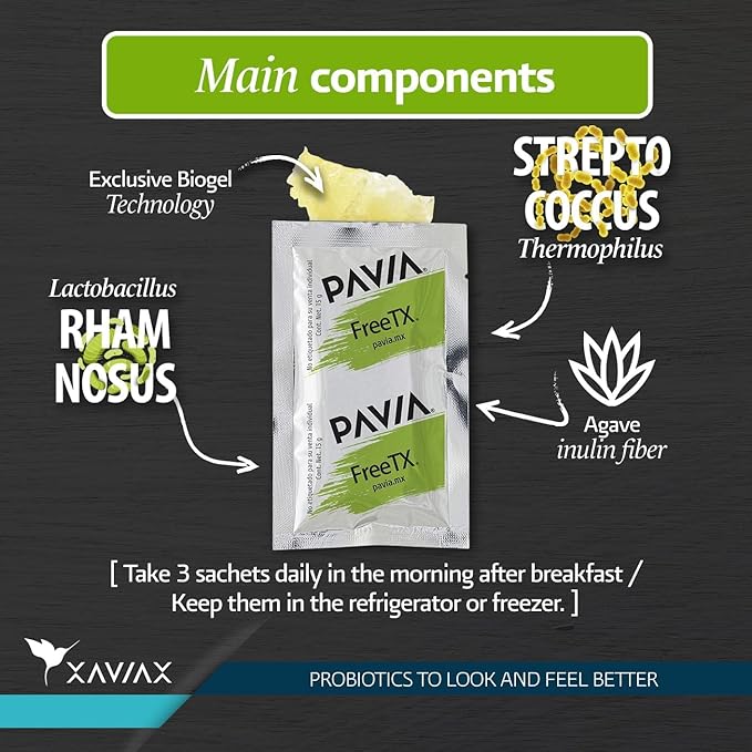 Pavia Live Probiotics Bio-Gel with Fiber FreeTX | Probiotics &amp Prebiotics | Digestive Support | 1 Billion Live Cultures | Green Apple Flavor | 30 Sachets