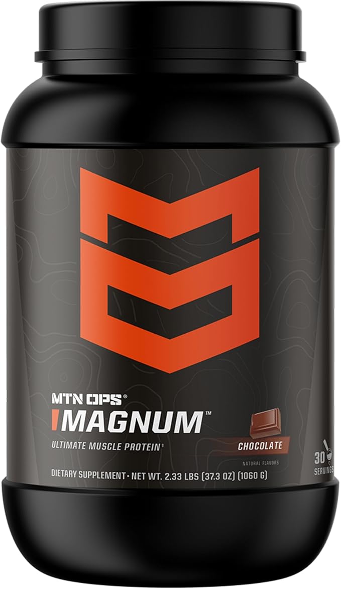 MTN OPS Magnum Chocolate Protein Powder 23g of Whey Isolate Protein &amp Milk Protein with BCAAs Zero Sugar &amp Gluten Free 30-Servings