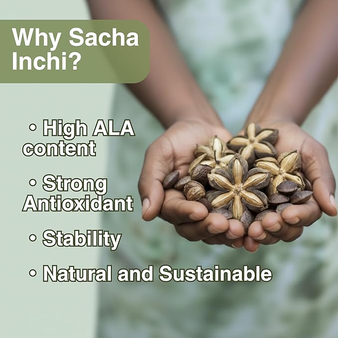 Sacha Inchi Oil Supplment 1000 mg Serving - Vegan Source of Pure Omega 3 6 9 Oils - for Supporting General Wellness Brain Function and Anti-Oxidation - 2 Month Supply