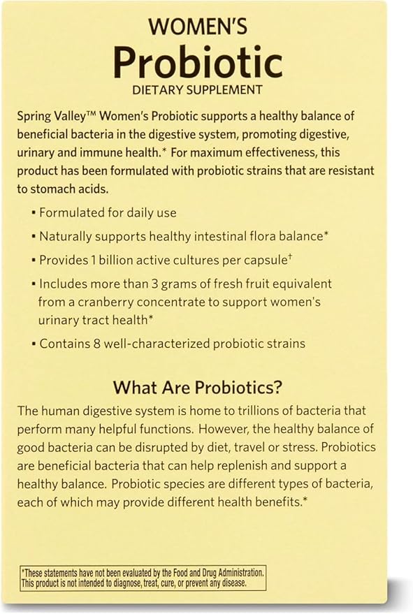 Probiotics for Women Capsules Dietary Supplement 1 Billion CFUs - Digestive Health (60 Capsules - Pack of 1) + VSL Sticker