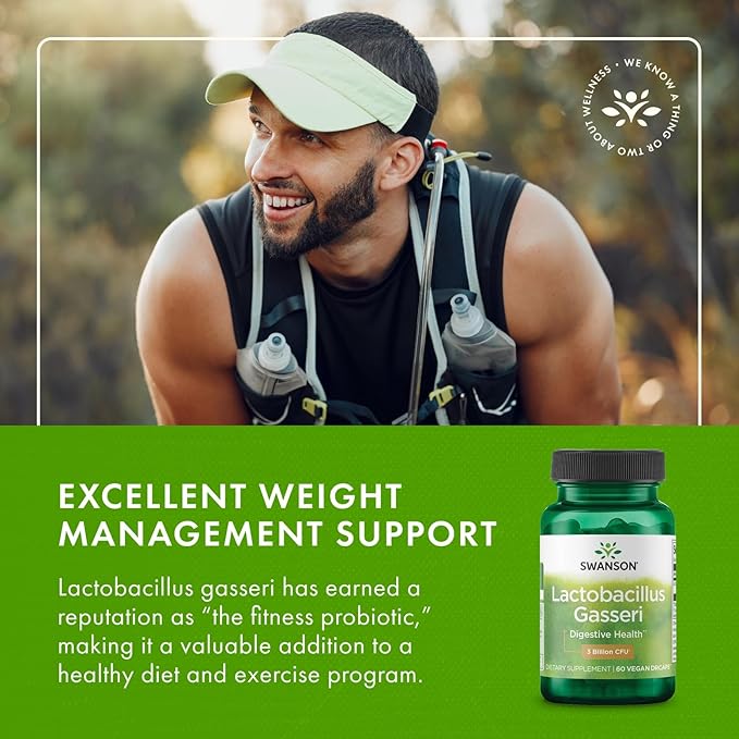 Swanson Lactobacillus Gasseri Probiotic for Adults Seeking Digestive and Metabolic Support with 3 Billion CFU - Acid-Resistant No Refrigeration (60 Vegan Capsules 3 Pack)