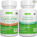 Algae Calcium &amp Magnesium Complex + High Absorption Curcumin C3 Complex Vegan Bundle for Bones Joints &amp Recovery from Exercise by Igennus