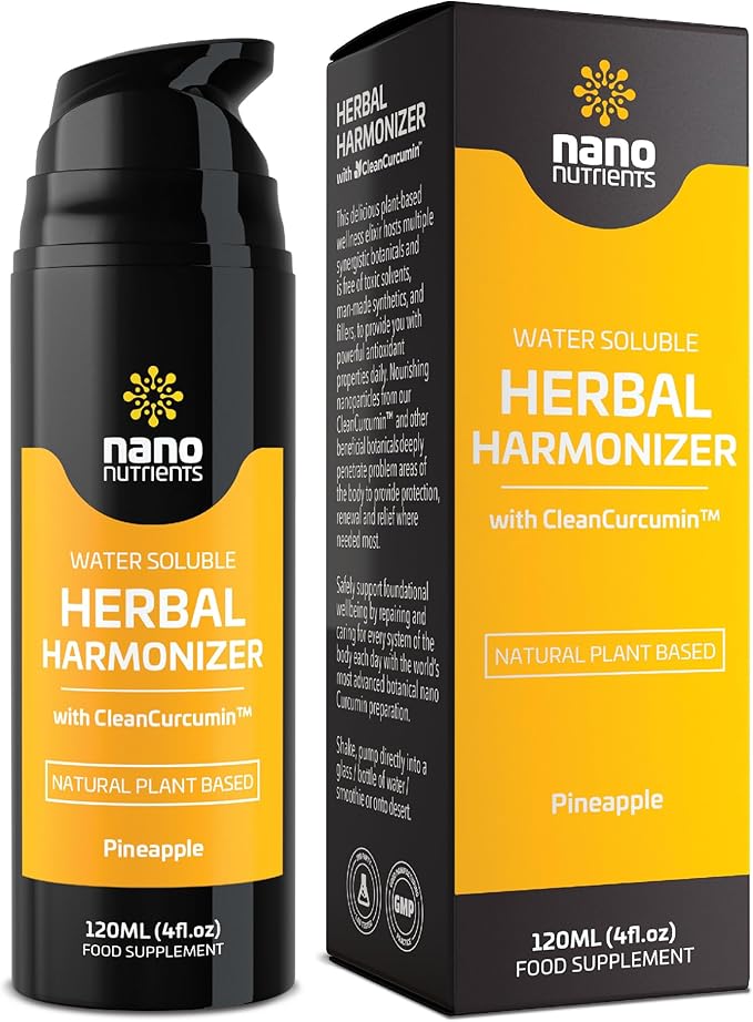 Herbal Harmonizer with CleanCurcumin(TM) - Multi Botanical Antioxidants Supplement - Water Soluble - Nano Curcumin - Holistic Wellness Defender - Healthy Drink Mix (4 fl.oz Pineapple)