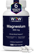 WOW Supplements Magnesium 400 mg Complex - Supplement for Men and Women - Citrate Aspartate &amp Magnesium Oxide 400mg - 180 Capsules