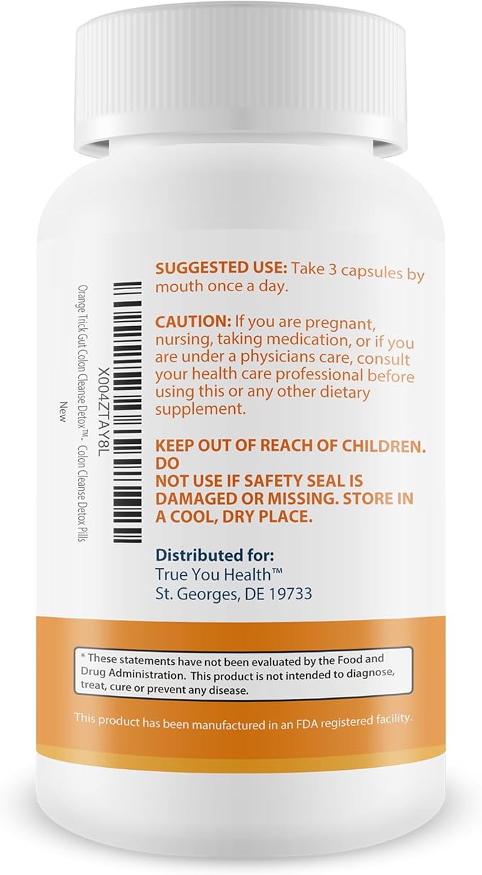 Orange Trick Gut Cleanse Detox - Our Best Bloat Blasting Colon Cleanse Detox Supplement - Advanced Herbal Colon Cleanse Formula - Slim Gut Cleanse to Reduce Bloating - Colon Cleanse Capsules