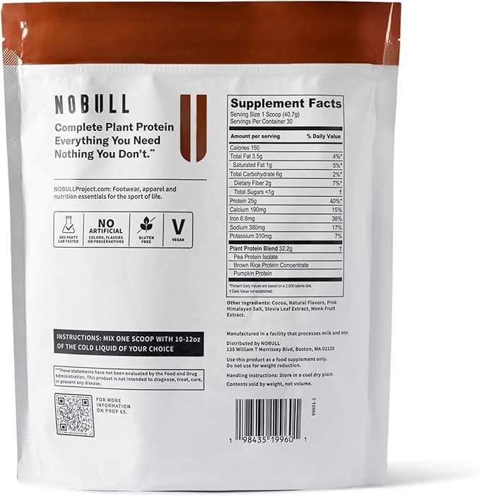 NOBULL Plant-Based Protein | Clean Plant Protein Powder for Muscle Growth Recovery &amp Performance Nutrition Chocolate 30 Servings