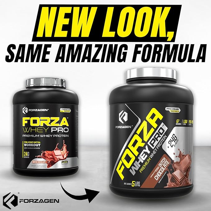 Forzagen Whey PRO Low Carb Protein Powder | 24g of Protein per Serving No Added Sugar Gluten Free Premium Whey for Shakes &amp Mixes for Men &amp Women BCAA | Dutch Chocolate 5 lbs. (67 Serving