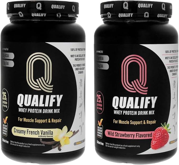 French Vanilla + Wild Strawberry Whey Protein Powder Bundle - Gluten-Free 25g Protein 5.5g BCAA 2.7g Leucine 1.4g Isoleucine 1.4g Valine