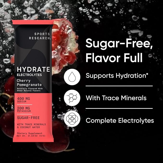 Sports Research Multi Flavor Hydrate Electrolytes Packets Dutch Chocolate Flavored Whey Protein Isolate Powder and Unflavored L-Glutamine