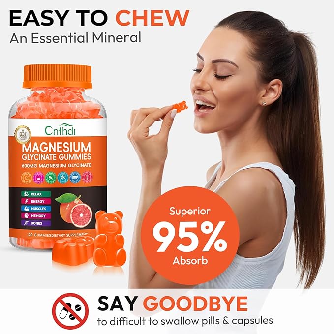 Magnesium Glycinate Gummies for Women &amp Kids High Absorption Magnesium Citrate Calcium B6 D3 Chews Gummy Relaxation Stress Relief Night Rest