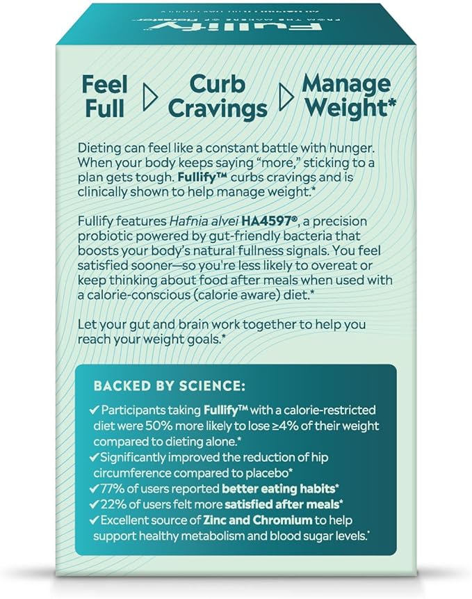 Weight Management Probiotics for Women and Men Clinically Shown to Curb Cravings with Hafnia Alvei HA4597 Chromium &amp Zinc - 60 Capsules 30-Day Supply