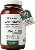 PRISTINE'S Age Finity NAD+ &amp NR Cellular Optimzation Mitochondrial Supplement - NAD Nicotinamide Riboside TMG CoQ10 GlyNAC Resveratrol Spermidine - Cellular Longevity Support - 3rd Party Tes