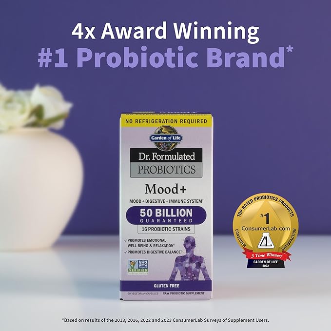 Garden of Life Dr. Formulated Probiotics Mood+ Acidophilus Probiotic Supplement - Promotes Emotional Well-Being &amp Organics Multivitamin for Men - Men's Once Daily Whole Food Vitamin Supplement Tab