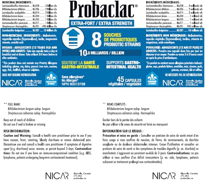 Extra Strength FormulaMultistrain probiotic and lactic Ferment ComplexFormula Based on Natural strains thereby ensuring Complete intestinal Tract Coverage (45)