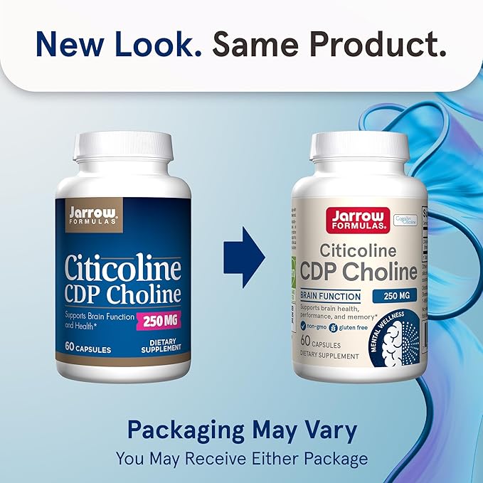 Jarrow Formulas Citicoline CDP 250 MG CDP Choline Supplements Support Brain Health Performance and Memory 60 Capsules Up to a 60 Day Supply
