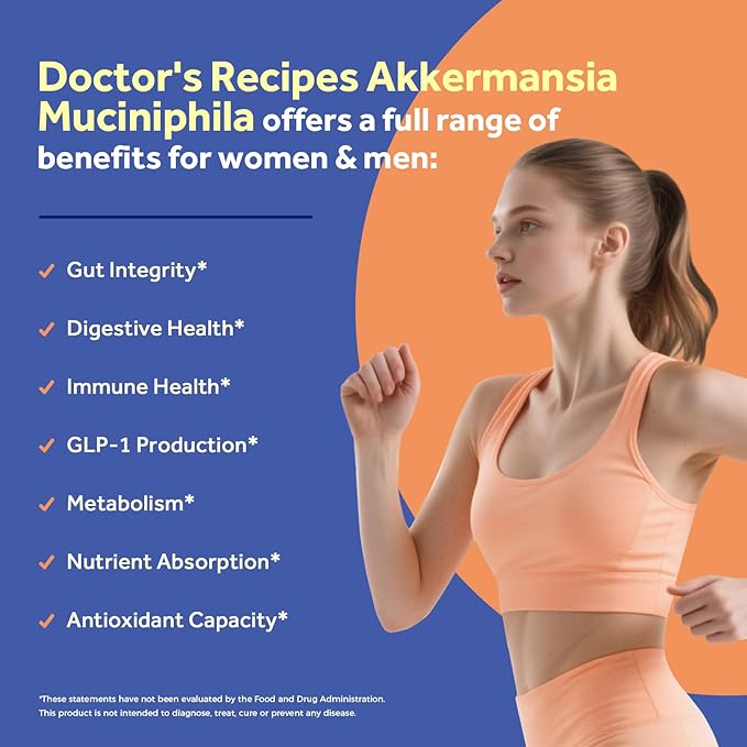 Doctor's Recipes Akkermansia Probiotic Akkermansia Muciniphila 100 Billion TFUs Cranberry Blueberry &amp Pomegranate Extract GLP-1 Production Gut Digestive Immune Health 30 Veggie Capsules