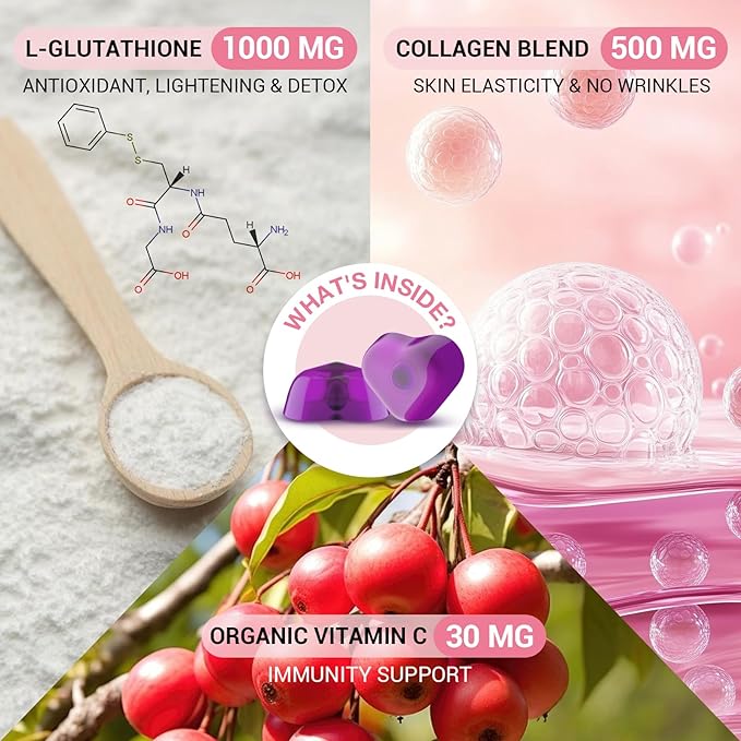 Liposomal Glutathione Gummies 1000MG - Sugar Free Reduced L-Glutathione with Vitamin C &amp Vegan Collagen - Antioxidant &amp Skin Wellness - 300 Count (2 Pack)