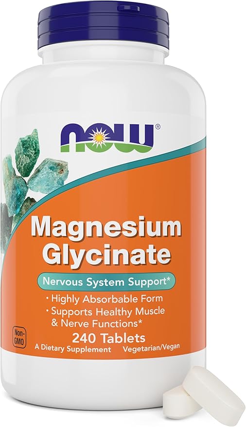 Now Foods Magnesium Glycinate 240 Tablets - Supports Healthy Muscle and Nerve Functions - Non-GMO