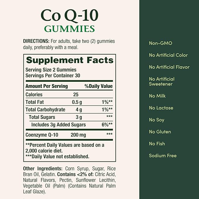 Nature's Bounty CoQ10 GummiesSupports Heart HealthCoQ10 200mgPeach Mango Flavor60 Count (Pack of 3)