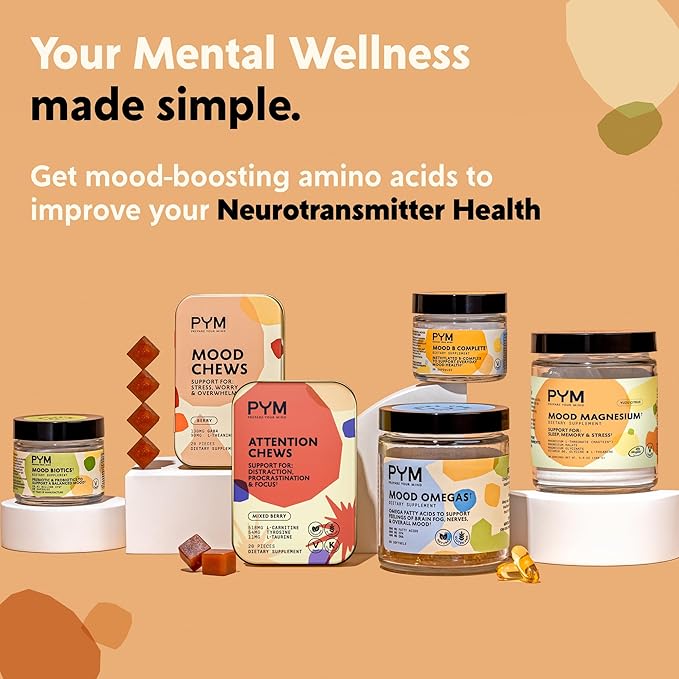 PYM Mood Magnesium Powder to Support Stress &amp Better Sleep 30 servings - Magnesium Glycinate Magnesium Malate &amp l-Threonate Yuzu Citrus | Non-GMO Vegan Gluten-Free | All Natural Made in