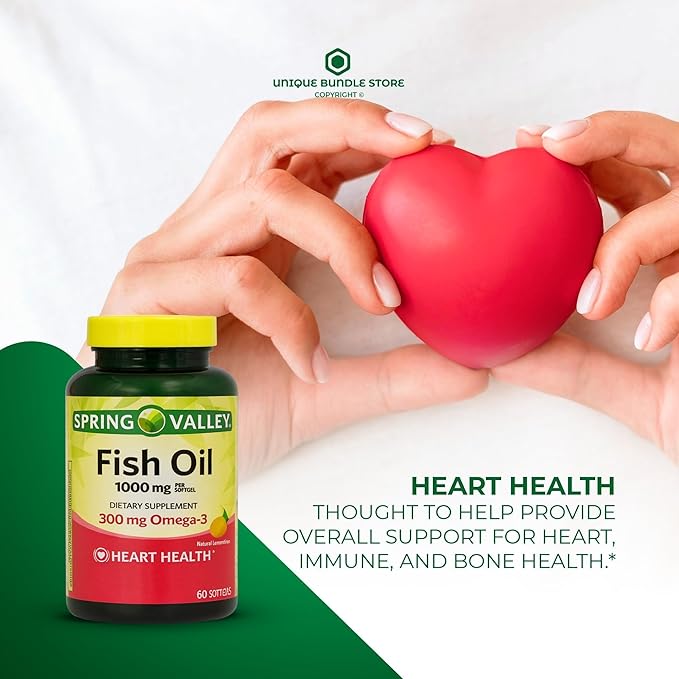 Omega 3 Fish Oil 1000mg – 60 Softgels Omega-3 Supplements for Women and Men Fish Oil Fatty Acid Daily Essential Supplement (Pack of 3)