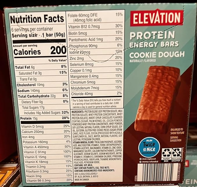 Generic DELICIOUS Gluten Free Cookie Dough Protein Energy Bars 4 Boxes 32 Total Bars