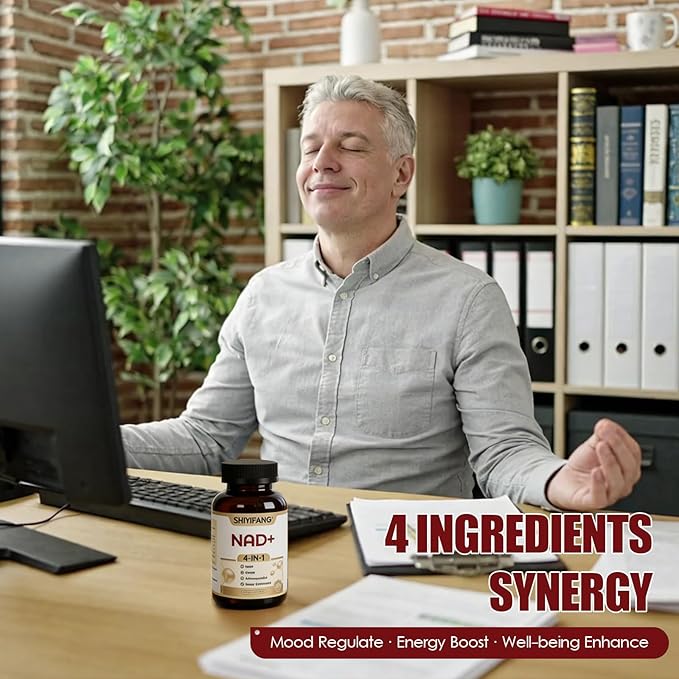 NAD+ Supplement with LipoNAD® 600mg Trans-Resveratrol 250mg Ashwagandha 200mg &amp CoQ10 50mg High Bioavailability Cellular Health &amp Anti-Aging Support for Men &amp Women