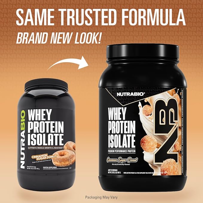 NutraBio 100% Whey Protein Isolate Protein Powder 25g Protein with Complete Amino Acid Profile Non-GMO Soy &amp Gluten Free Low Carb Low Calorie Whey Protein Powder Cinnamon Sugar Donut 2 Lbs