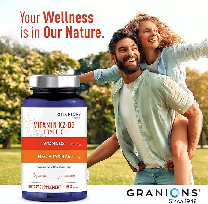 Max Strength D3 K2 Vitamin 10000IU MK7 Complex - 250mcg MK-7 Vitamin K2 D3 Supplement - Coloring Preservative Free Immune Support Bone Health Supplements VIT D K - 2 Month 60 One-a-Day Tablets