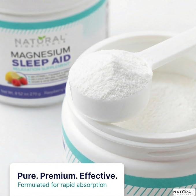 Magnesium Sleep Night Time Powder - Magnesium Citrate Magnesium Glycinate with Melatonin L-Theanine and GABA Sleep Aid Natural Sleep Supplement Vegan Gluten-Free Raspberry Lemon Flavor