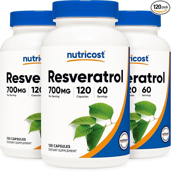 Nutricost Resveratrol 700mg 120 Vegetable Capsules - 50% Trans-Resveratrol (3 Bottles)