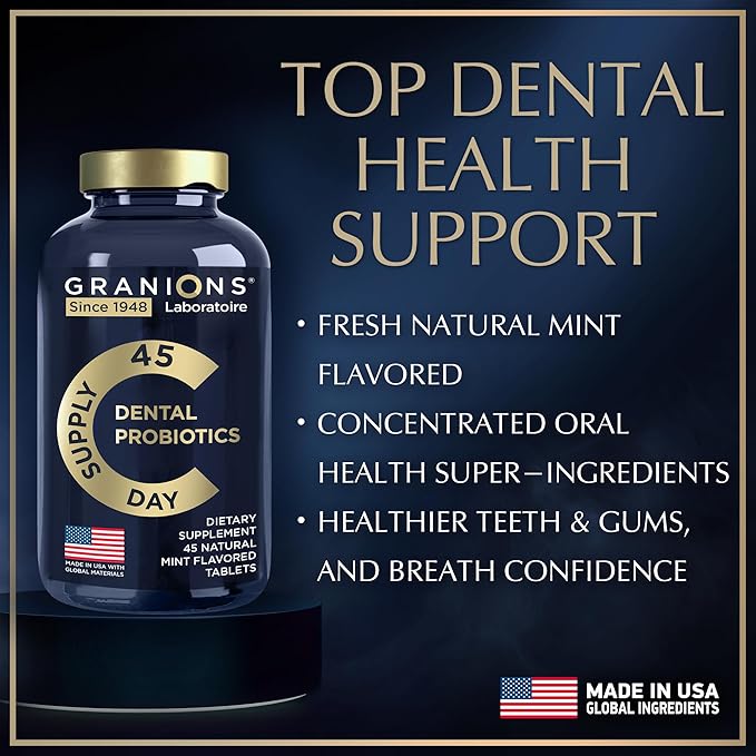 Dental Probiotics for Teeth and Gums - Fresh Breath Lactobacillus Salivarius Probiotic for Women and Men - Oral Probiotics for Mouth Bad Breath Dental Probiotic for Mouth Health - 45 Mint Tablets