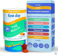 First Day Kids Multivitamin Gummies Age 4+ Strawberry &amp Orange - Kids Vitamins Multivitamin Gummy A C D3 K2 B1 B2 B6 B12 Folate Immunity &amp Brain Function Vegan - 30 Day Supply Packaging Ma