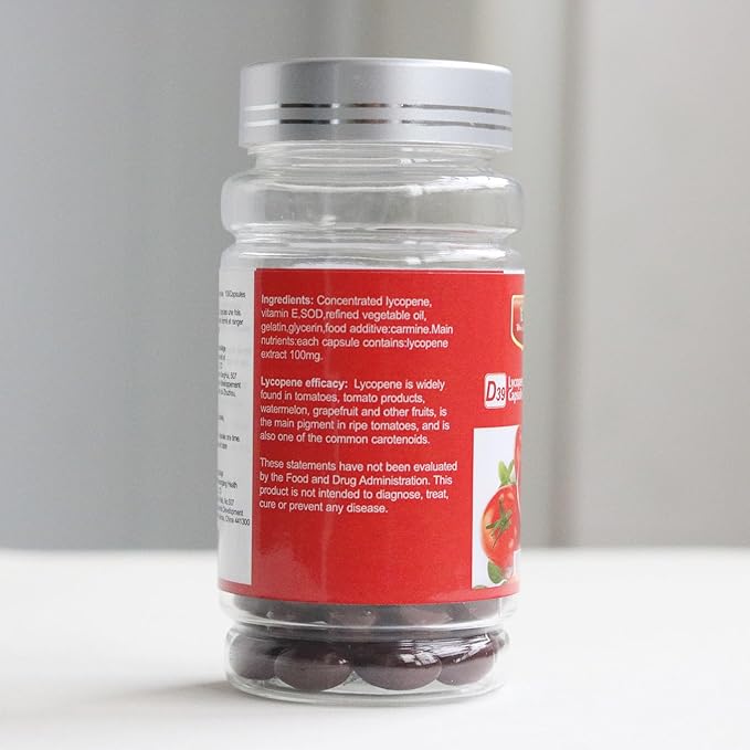 Lycopene Softgel Capsule 500mg Super Vegetable Tomato Supplement Extract Supports Heart Prostate &amp Skin Health 100 Count