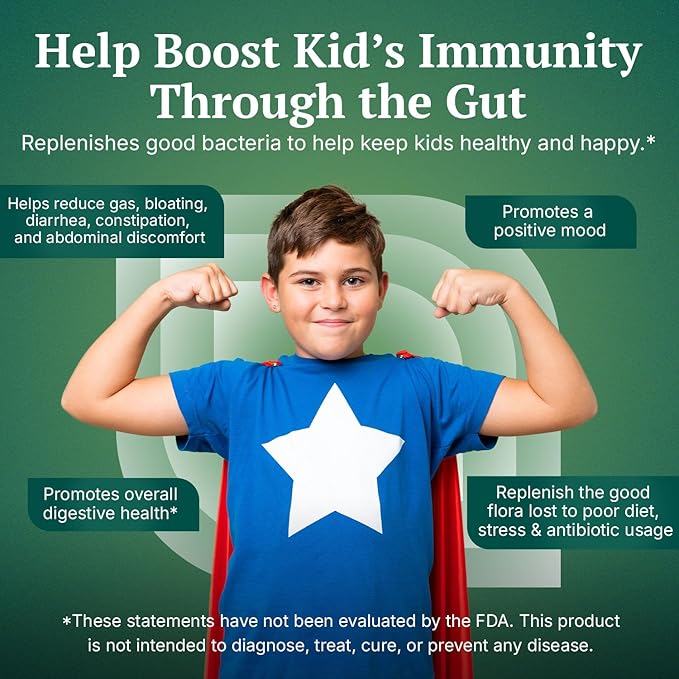 Probiotics for Kids + Prebiotics to Support Digestive Health - 6 Billion+ CFUs of Kids Prebiotic and Probiotic to Help Support Immunity &amp Digestion - Made in the USA 30 Probiotic Chewables