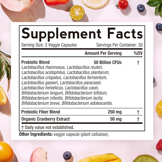 Doctor's Recipes Women's Probiotic 50 Billion CFU Strains 60 Capsules and Magnesium Glycinate 420mg with Vitamin B6 &amp D3