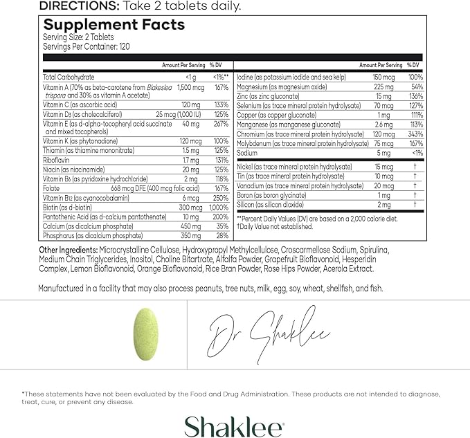 Shaklee - Vita-Lea® Men High Potency Multivitamin and Multimineral - Supports Heart Immune Bone and Joint Health - Formulated for Men's Unique Needs - Includes Vitamin C D and E - 240 Tablets