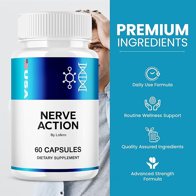 (3 Pack) Nerve Action Capsules NerveAction Pills Advanced Maximum Strength Neuropathy Supplement Health Function Support Vitamins Premium Wellness Formula All-Natural Ingredients Capsulas (180 ct)