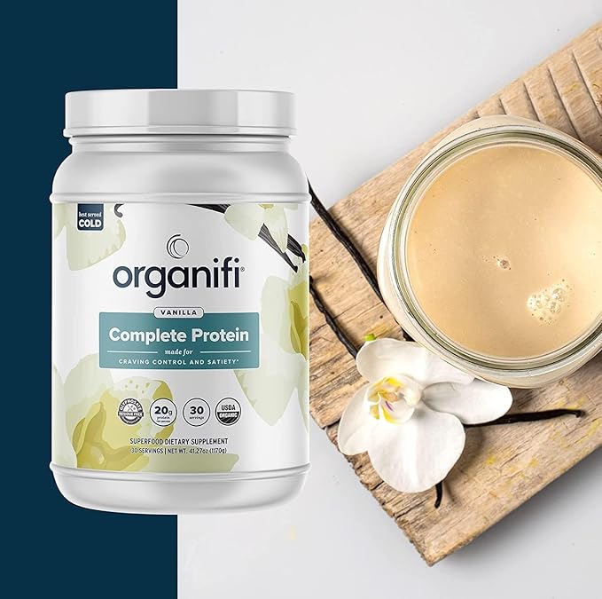 Complete Protein Vanilla Flavor - Organic Vegan Plant Based Protein Powder with Enzymes - 30 Day Supply - No Soy Dairy or Gluten (Vanilla Pack of 1)