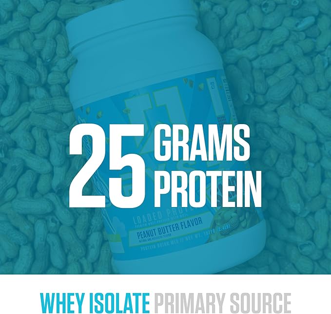 RYSE Loaded Protein Powder - Skippy Peanut Butter - 25g Whey Protein Isolate &amp Concentrate with Prebiotic Fiber &amp MCTs - Low Carb Low Sugar Digestive-Friendly - 20 Servings / 1.5 lb Tub