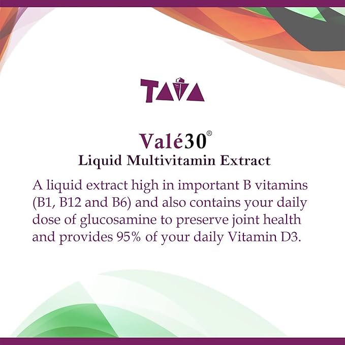 TAVA Valé30 - Liquid Multivitamin - 30-Day Supplement with Vitamin A and B Complex for Men Women and Family Daily Boost Drink - 2 Bottles